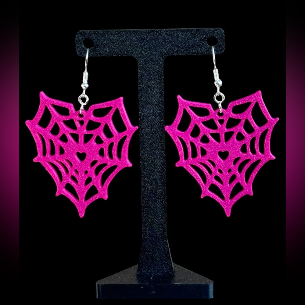 Pink spiderweb hearts